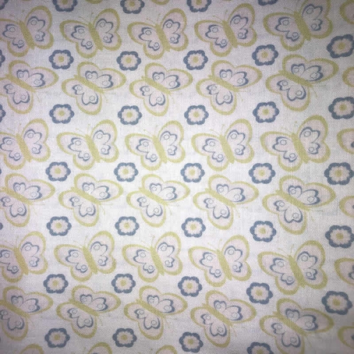 Baby Blue and Green Butterfly Fabric