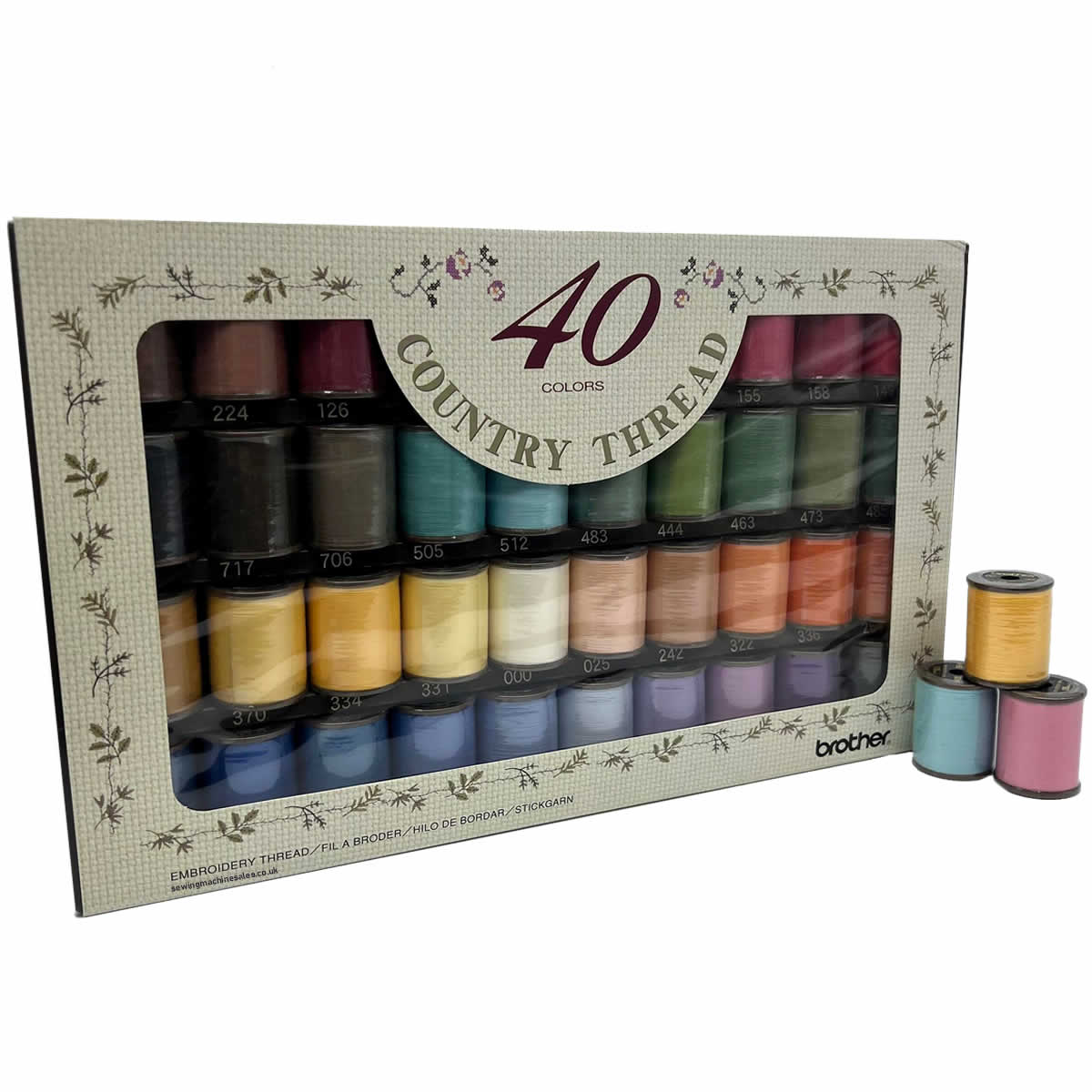 Brother Satin Embroidery Thread Set. 40 Colours.
