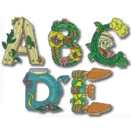 Unique Gardening Alphabet embroidery design digitized with ...